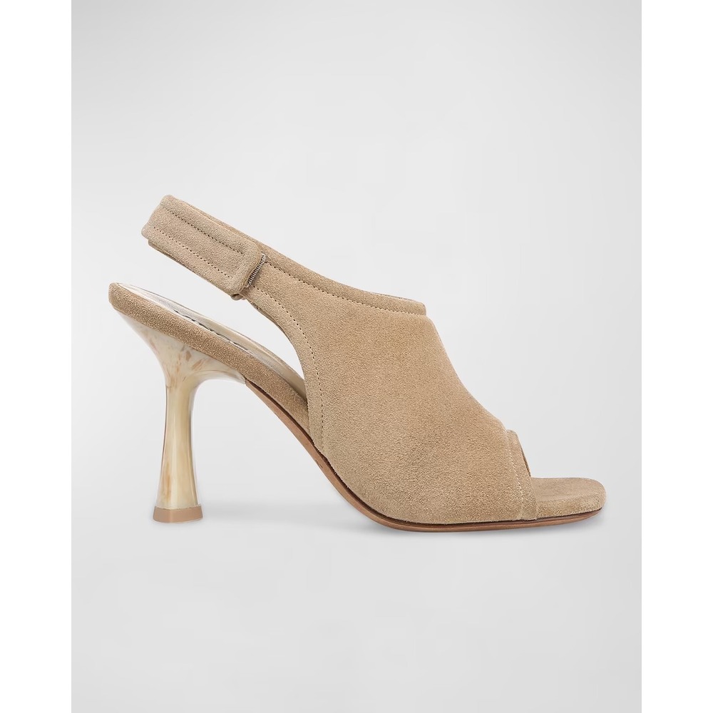 Vince Quest Dune Suede Slingback Heeled Sandals Marbled Heel Size 6.5